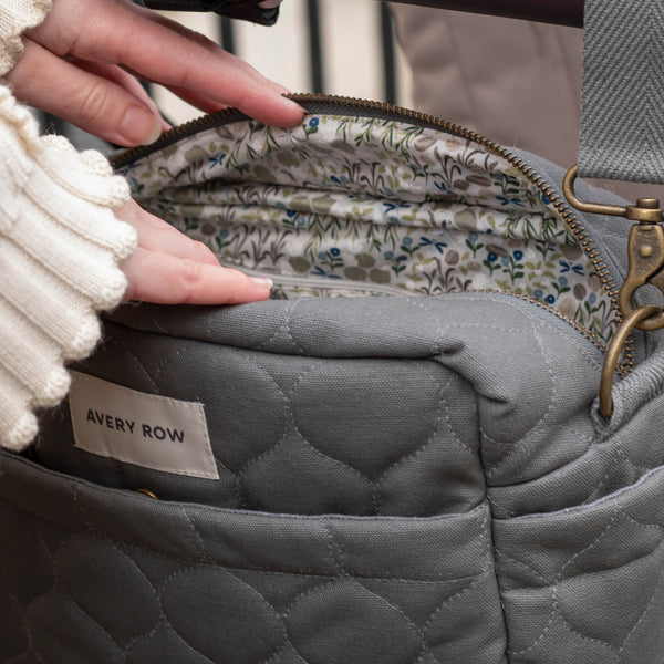 Quilted Cotton Pram Organiser Cross-Body Bag (Flint)