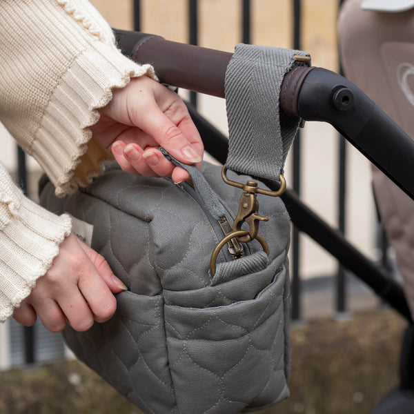 Quilted Cotton Pram Organiser Cross-Body Bag (Flint)