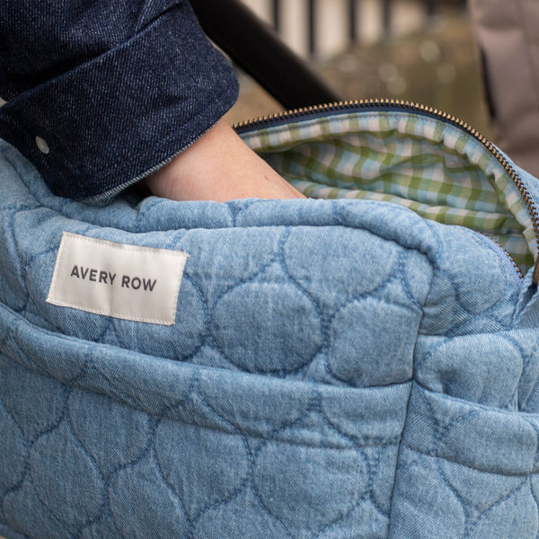 Quilted Cotton Pram Organiser Cross-Body Bag (Denim)