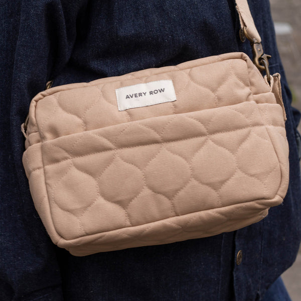 Quilted Cotton Pram Organiser Cross-Body Bag (Natural)