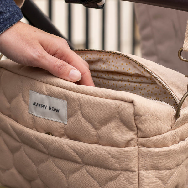 Quilted Cotton Pram Organiser Cross-Body Bag (Natural)
