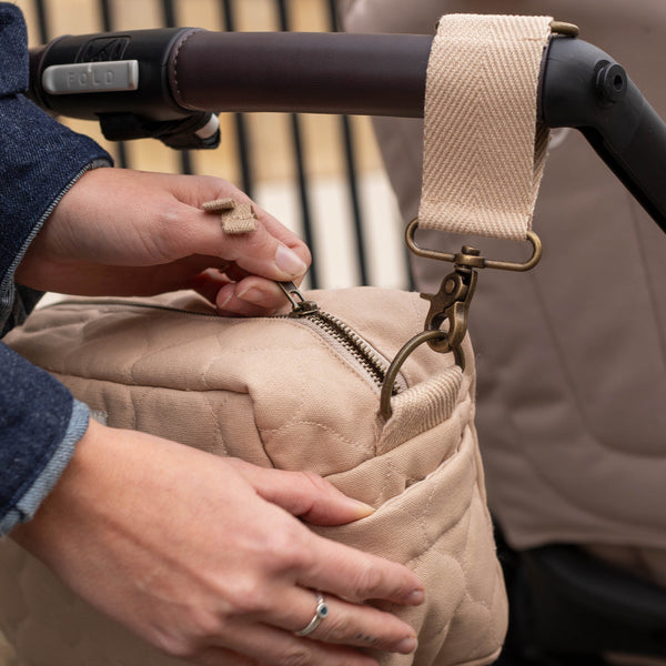 Quilted Cotton Pram Organiser Cross-Body Bag (Natural)