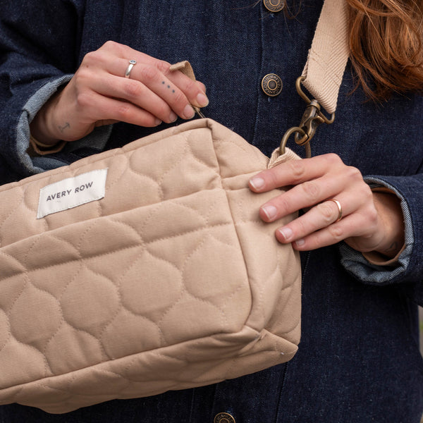 Quilted Cotton Pram Organiser Cross-Body Bag (Natural)