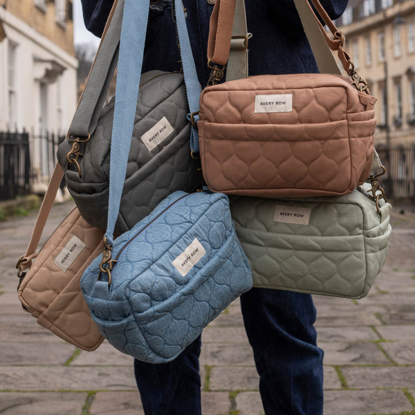 Quilted Cotton Pram Organiser Cross-Body Bag (Flint)