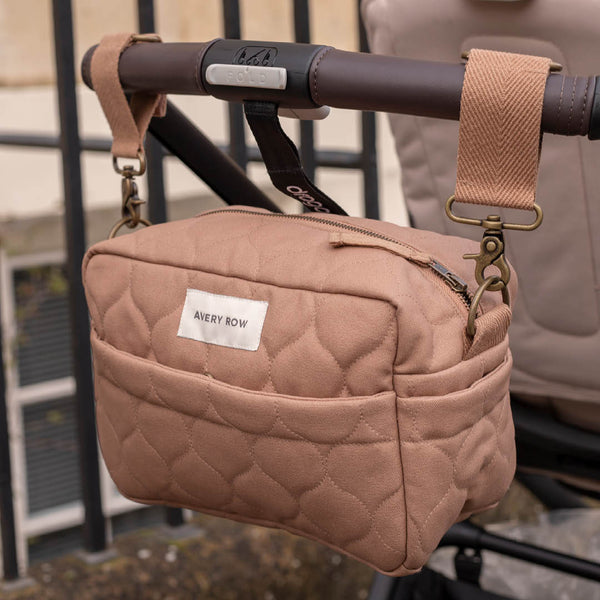 Quilted Cotton Pram Organiser Cross-Body Bag (Latte)