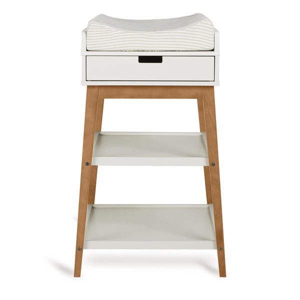 Hip Wooden Changing Table with Drawer (Clay/Walnut)