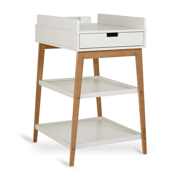 Hip Wooden Changing Table with Drawer (Clay/Walnut)