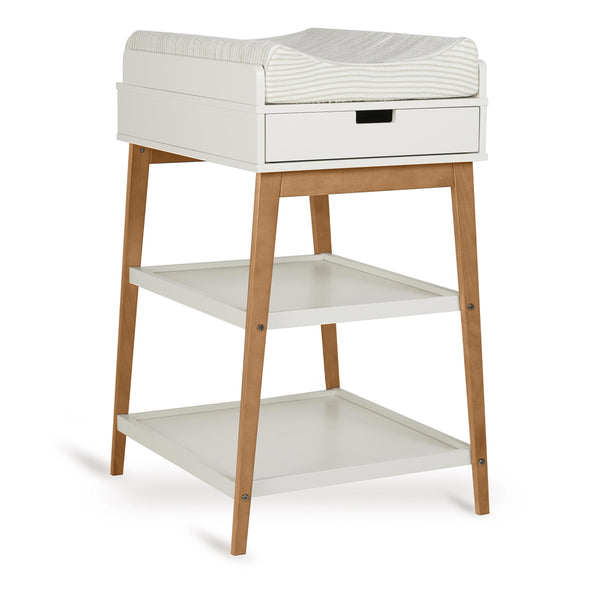 Hip Wooden Changing Table with Drawer (Clay/Walnut)