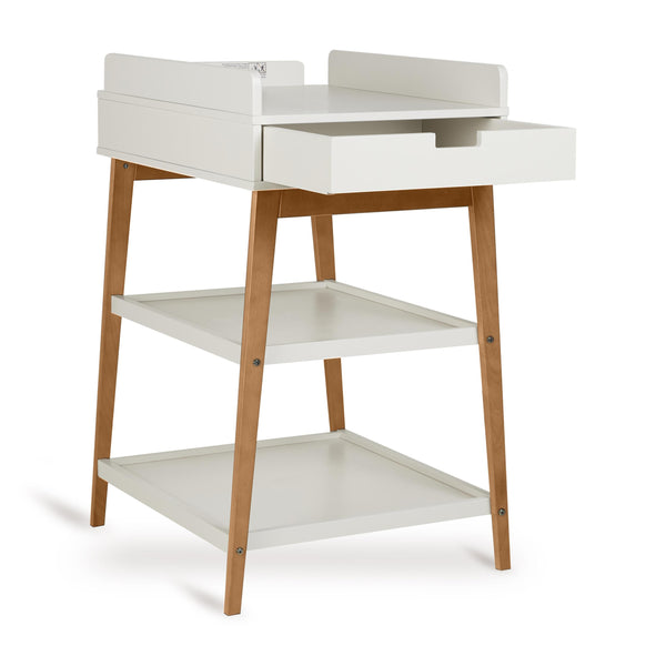 Hip Wooden Changing Table with Drawer (Clay/Walnut)