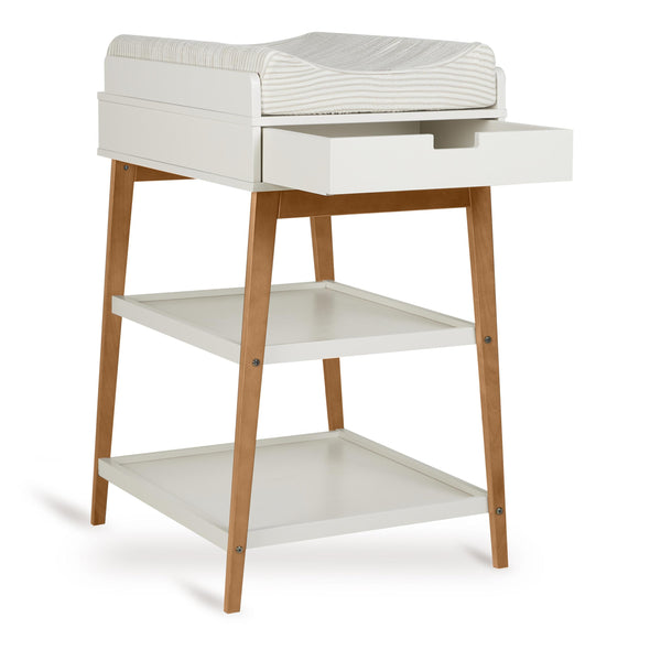 Hip Wooden Changing Table with Drawer (Clay/Walnut)