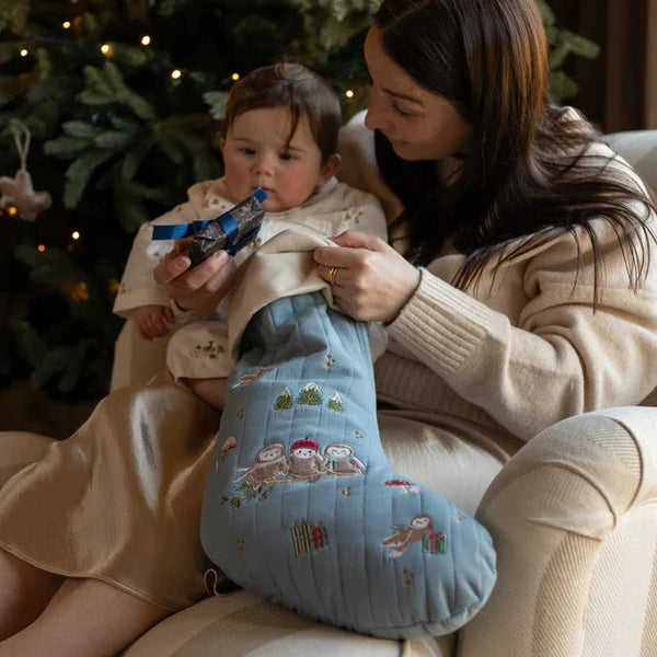 Owlet Embroidered Quilted Christmas Stocking