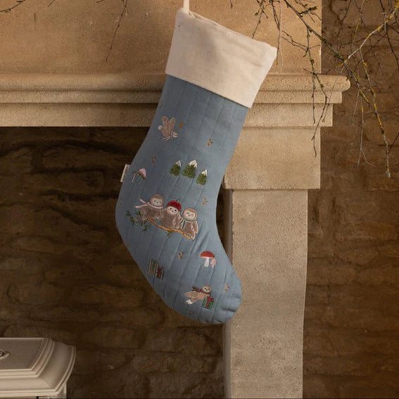 Owlet Embroidered Quilted Christmas Stocking
