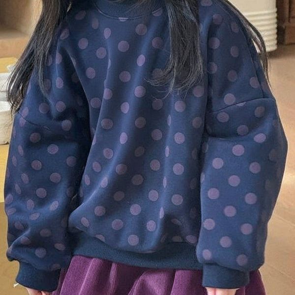 Bilbo Blue Polka Dot Oversized Funnel Neck Sweatshirt