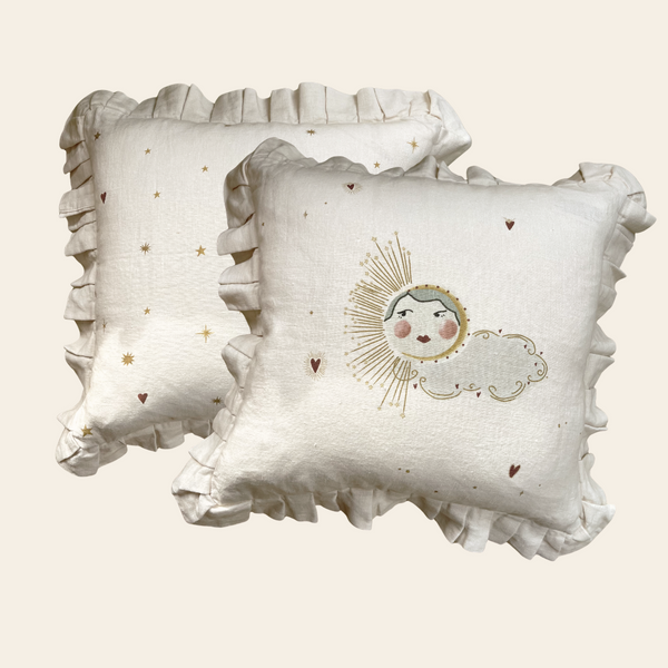 Love Sun Square Linen Ruffled Cushion Cover