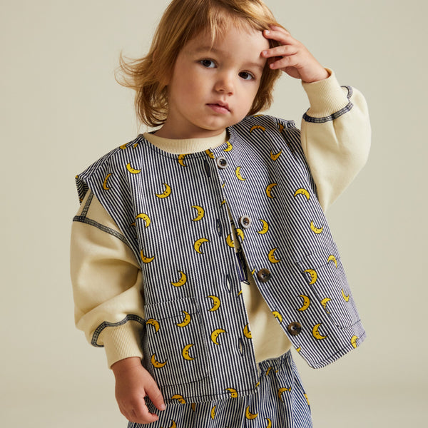 Rumi Stripe Moon Print Gilet