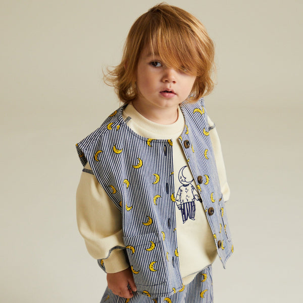 Rumi Stripe Moon Print Gilet