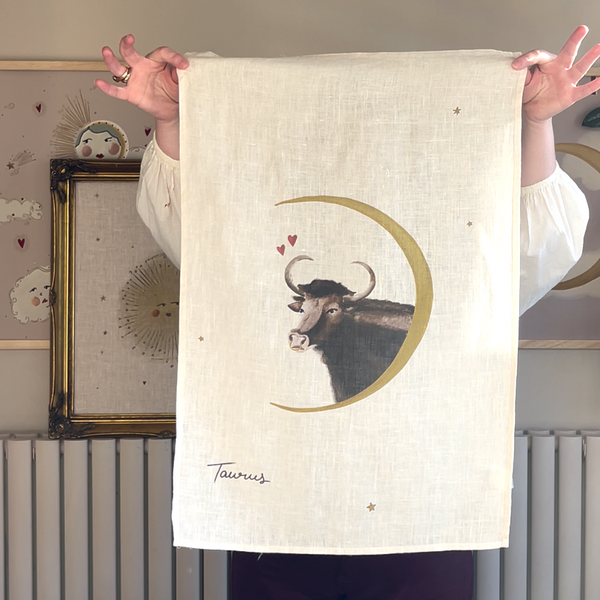 Zodiac Star Sign Linen Tea Towel (Choose Your Star Sign from Drop down)