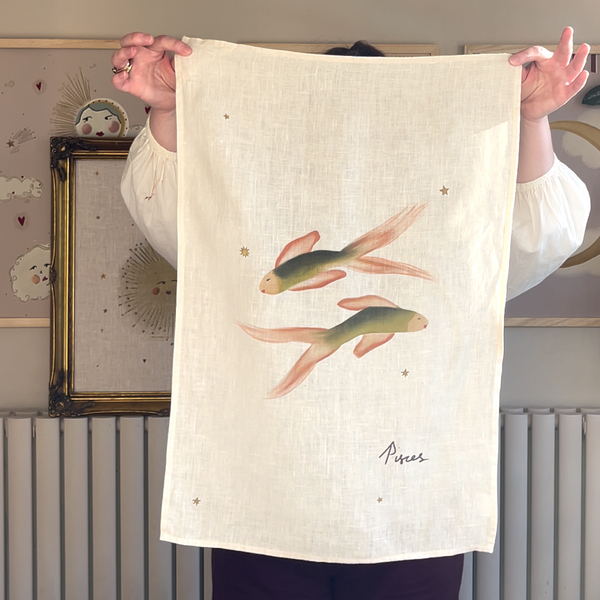 Zodiac Star Sign Linen Tea Towel (Choose Your Star Sign from Drop down)