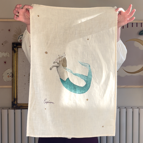 Zodiac Star Sign Linen Tea Towel (Choose Your Star Sign from Drop down)