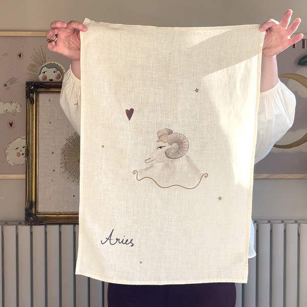 Zodiac Star Sign Linen Tea Towel (Choose Your Star Sign from Drop down)