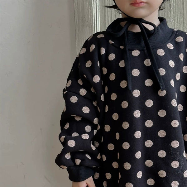 Bilbo Black Polka Dot Oversized Funnel Neck Sweatshirt