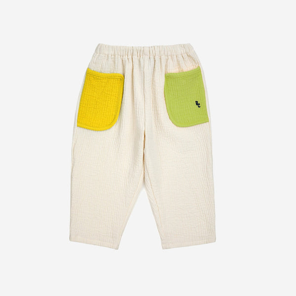 Colour Block Patch Pocket Woven Baby Bottoms