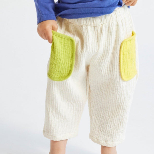 Colour Block Patch Pocket Woven Baby Bottoms