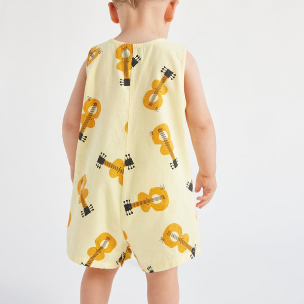 Guitar Print Woven Cotton Baby Playsuit