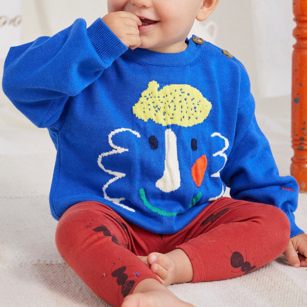 Happy Face Embroidered Cotton Baby Jumper