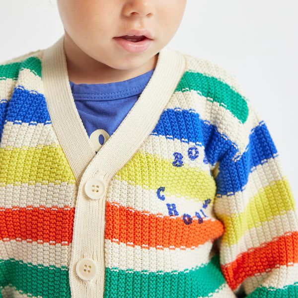 Multi Striped Cotton Knit Baby Cardigan