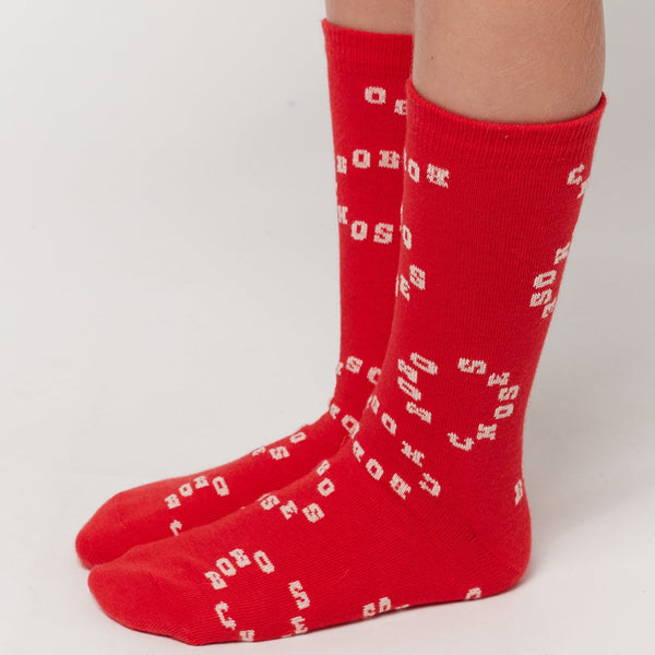Bobo Print + Red Striped Ankle Socks, Set of 2