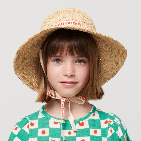 Raffia Summer Bucket Hat with Bobo Ribbon Ties