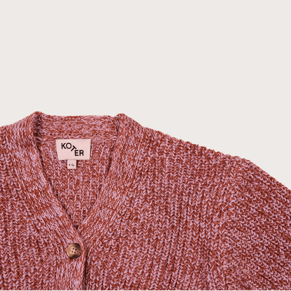 Ellis Twisted Cotton Knit Cardigan (Rust/Lilac)