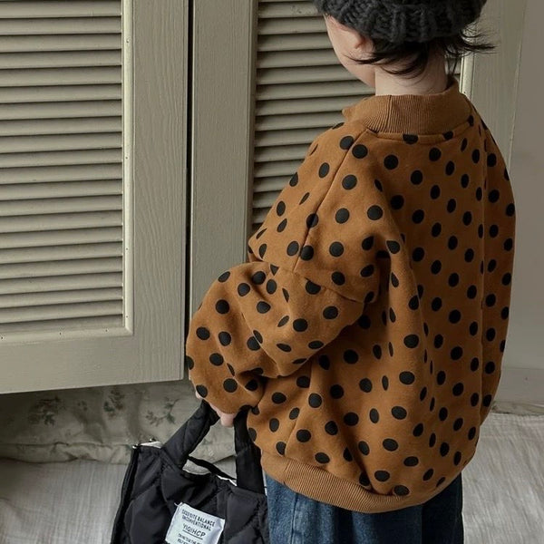 Bilbo Mustard Polka Dot Oversized Funnel Neck Sweatshirt