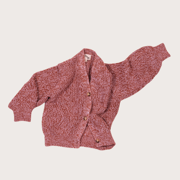 Ellis Twisted Cotton Knit Cardigan (Rust/Lilac)