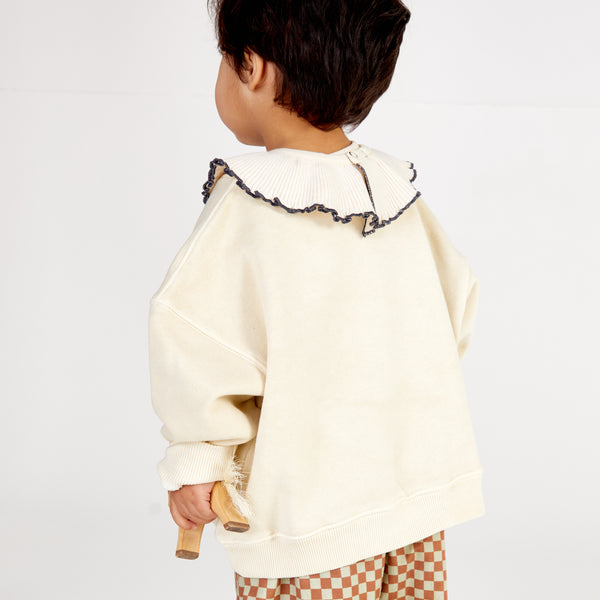 Rib Knit Detachable Frilled Collar (Oat)