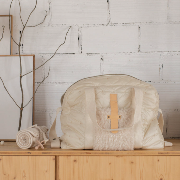 Iconic Quilted Stroller Maternity Change Stroller Bag (Ecru)