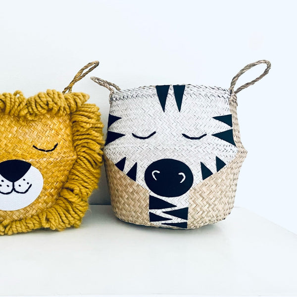 Zebra Handwoven Storage Basket (Large)