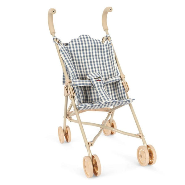 Cheeky Cotton Quilted Dolls Stroller (Blue Check)