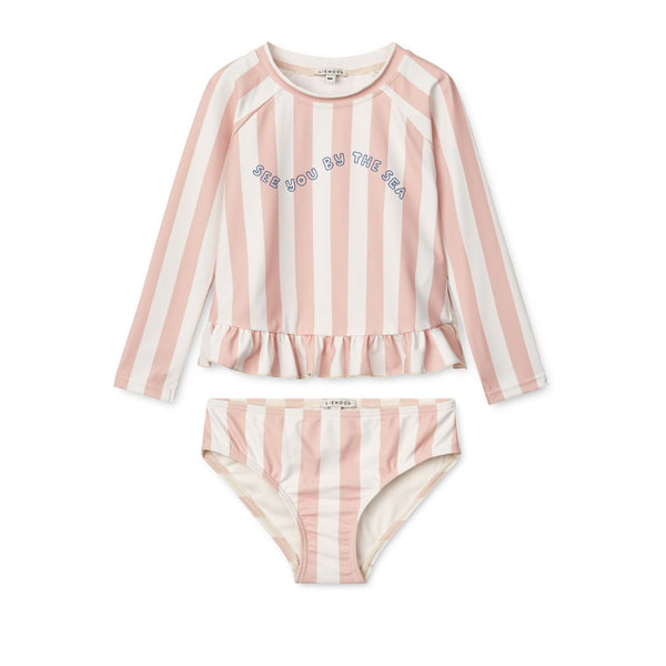 Dagny Striped 2 Piece Swim Set (Sorbet Rose/Creme de la Creme)