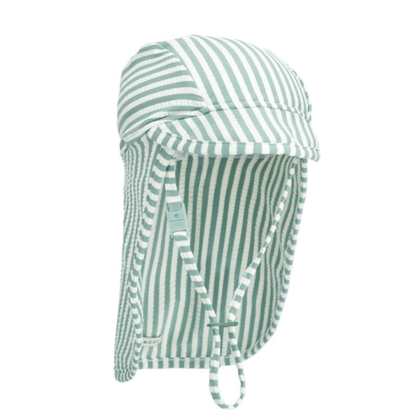 Cecilia Striped Swim, Sun + Neck Protector Hat (Pure Sky/Creme de la Creme)