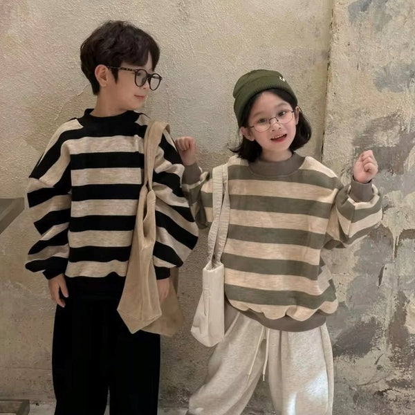 Leandro Stripe Oversized Sweatshirt (Khaki Oat)