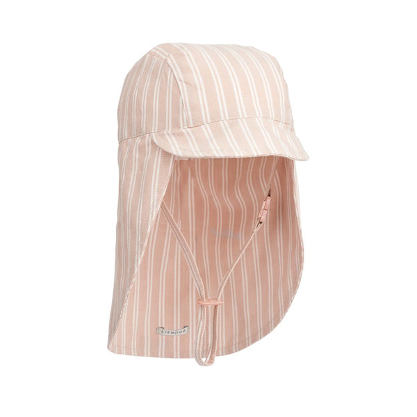 Cecilia Striped Swim, Sun + Neck Protector Hat (Sorbet Rose/Creme de la Creme)