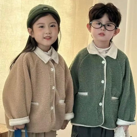 Bertie Button Up Sherpa Teddy Coat (Forest Green)