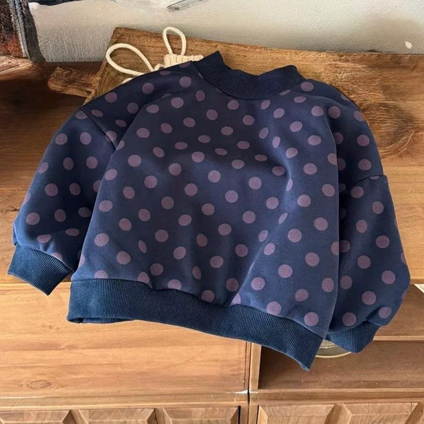 Bilbo Blue Polka Dot Oversized Funnel Neck Sweatshirt