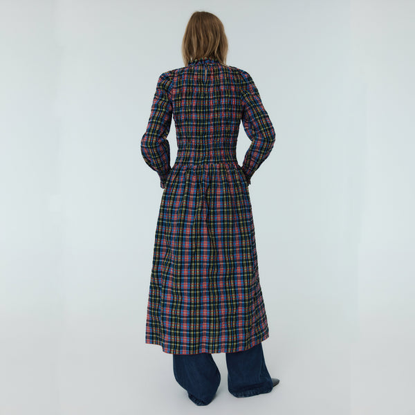 WOMENS Mars Ruffle Collar Tartan Check Midi Dress