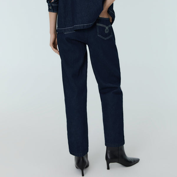 WOMENS Sena Embroidered Seam High Waist Denim Jeans