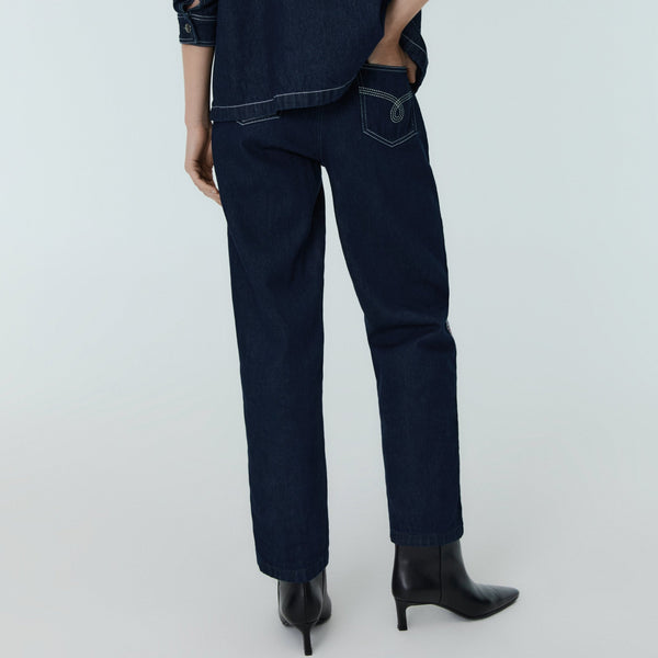 WOMENS Sena Embroidered Seam High Waist Denim Jeans