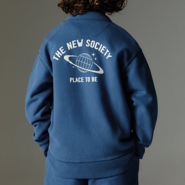 Saturno Space Logo Varsity Cardigan (Blue Steel)