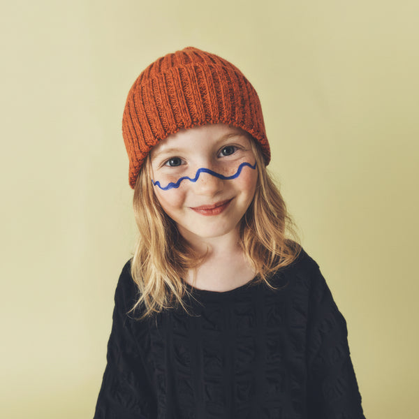 Aven Twisted Cotton Chunky Knit Beanie Hat (Rust/Orange)